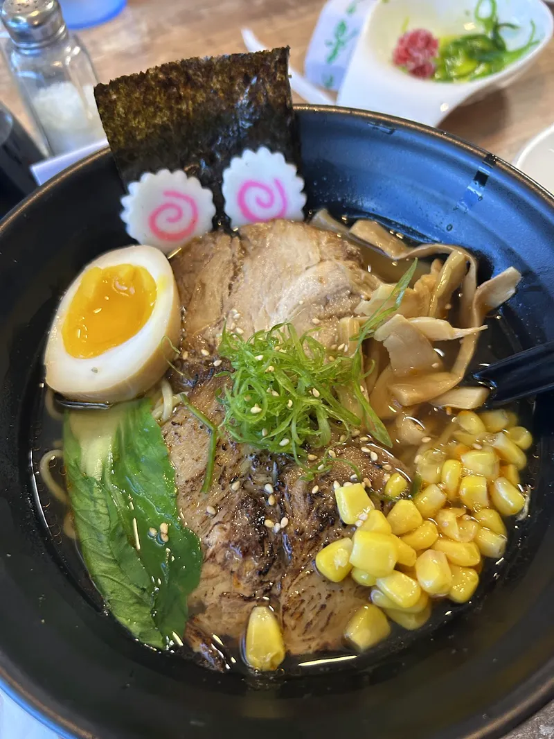 Ramen bowl with soft egg and gyoza at Kasabi in Hazelwood, MO