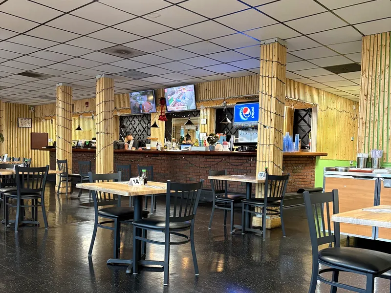 Comfortable interior and dining tables at Kasabi